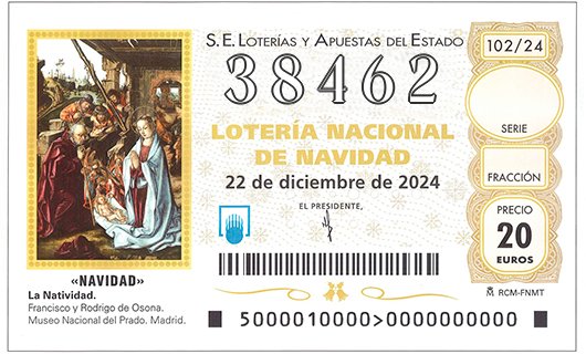 Décimo 38462 de la Lotería de Navidad